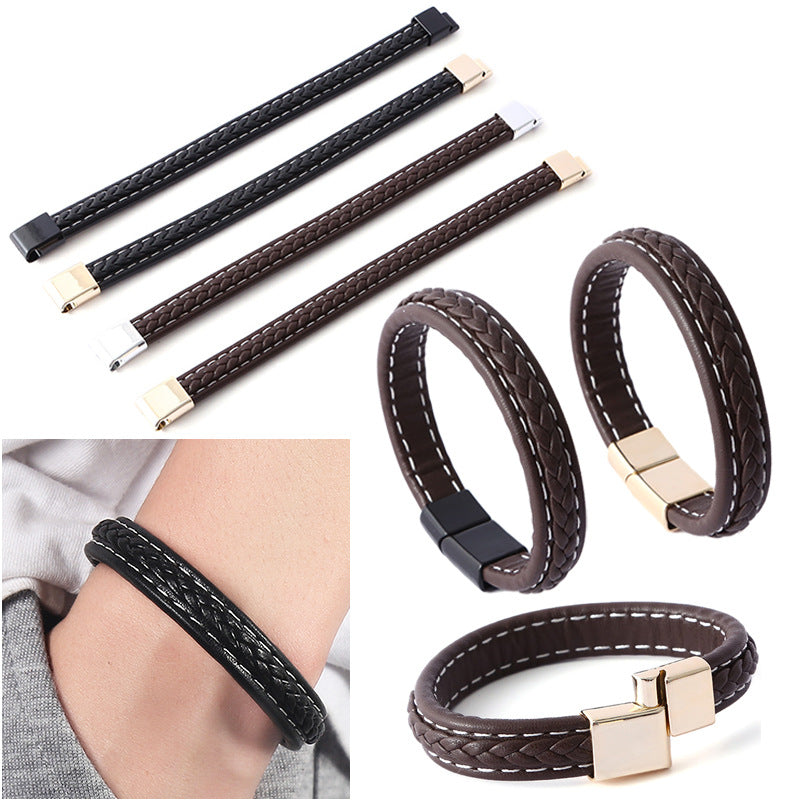 Pulsera de Cuero Trenzado con Cierre Magnético – Diseño Delicado para Parejas