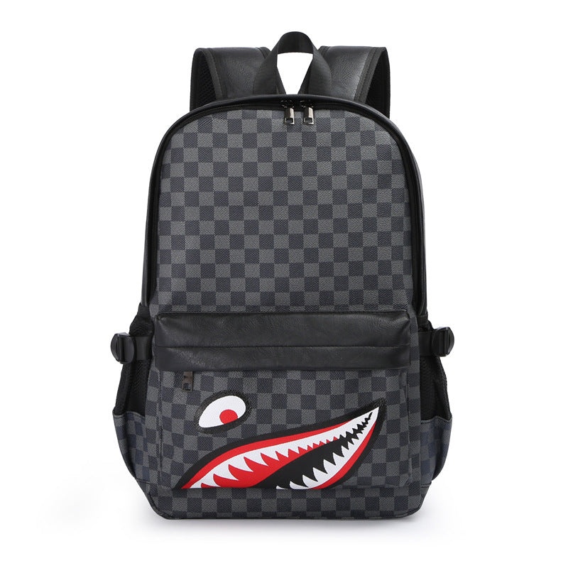 Mochila de Hombre: Estilo Urbano, Diseño de Cuadros, Ideal para Viajes, Cuero, Mochila Para Laptop