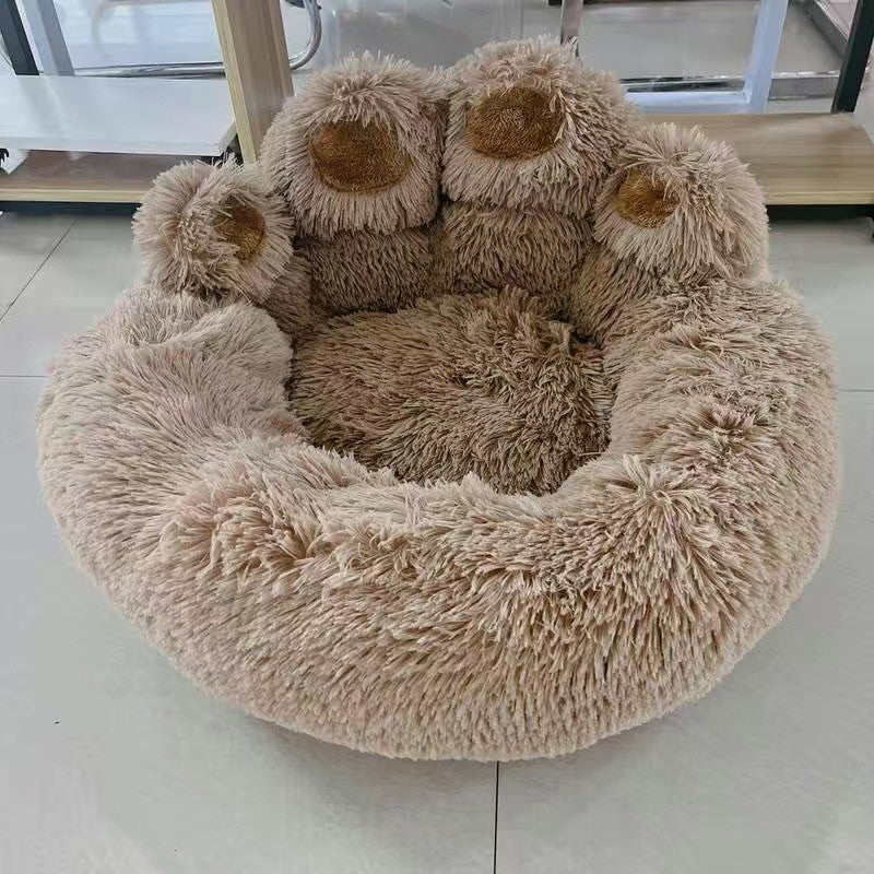 Cama para Gatos con Forma de Patita: cama para Otoño e Invierno, Semi-Cerrada, Lavable.