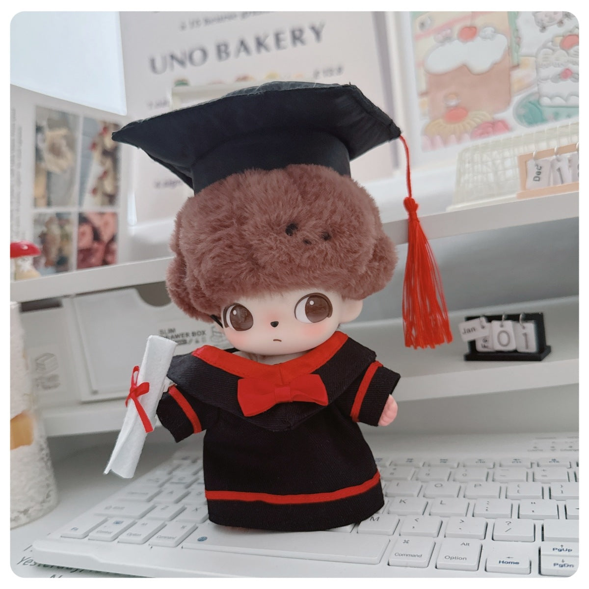 Ropa para muñecas: Labubu de 17cm, (Muñeca no incluida), Conjunto de graduación para muñecos.