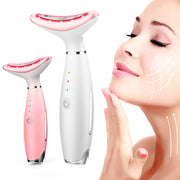 Dispositivo Facial y de Cuello con Luz LED – Terapia de Rejuvenecimiento con Microcorriente, Calor y Vibración