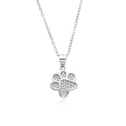 Cadena de Plata 925 con Huella de Perro – Dije con piedras Brillantes