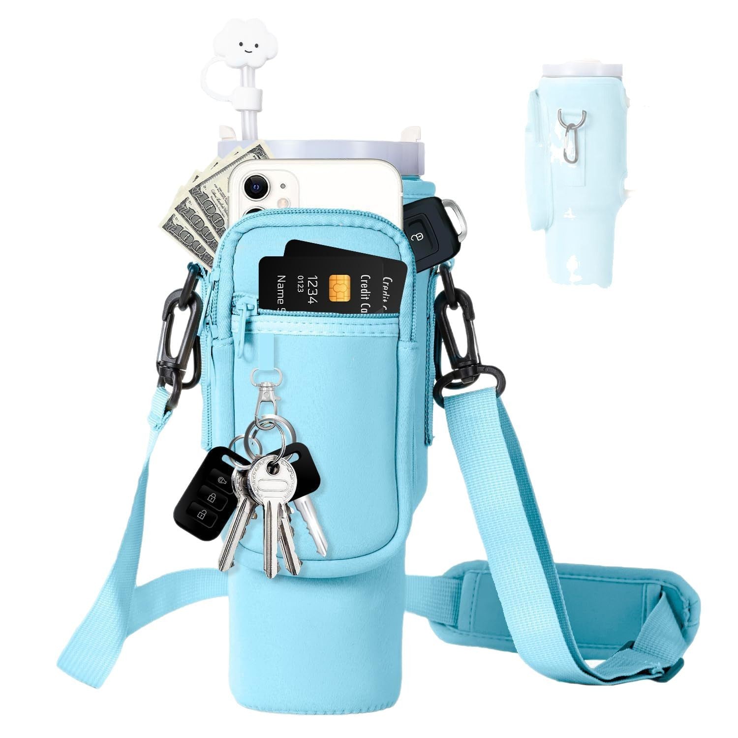 Bolsa Bandolera para Botella Stanley 40oz con Correa Ajustable, Bolsillo y Aislamiento Térmico