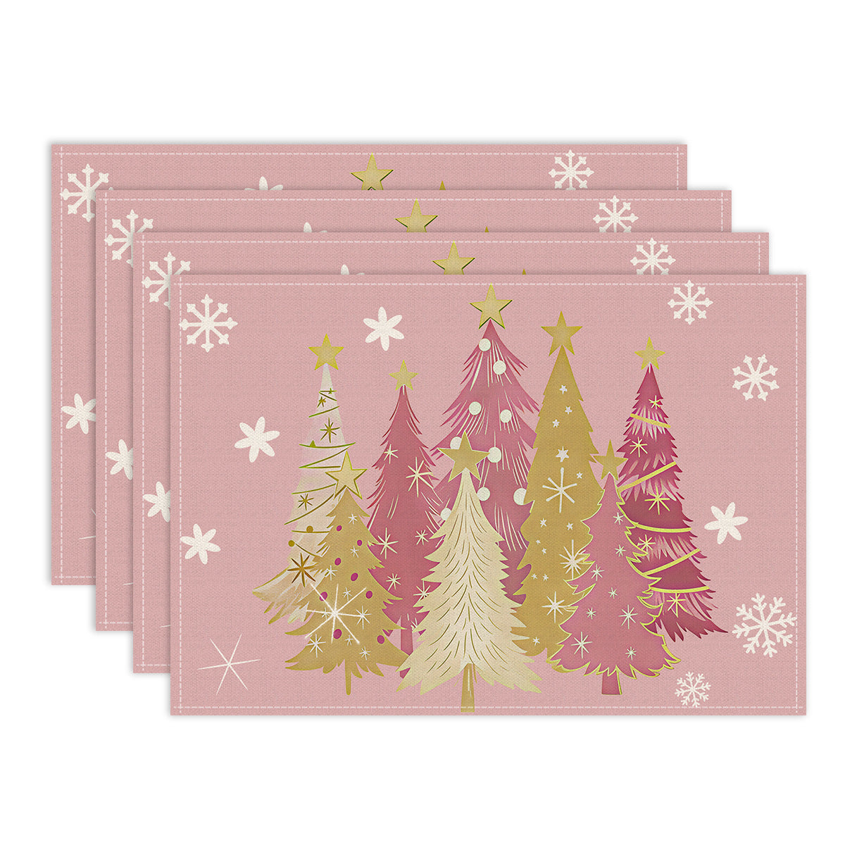 Salvamanteles navideños con diseño de arbol color palo de rosa