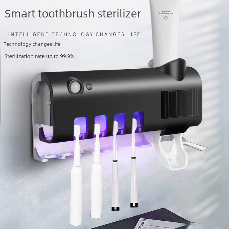 Soporte de cepillos de dientes desinfectante UV: dispensador de pasta de dientes y organizador multifuncional
