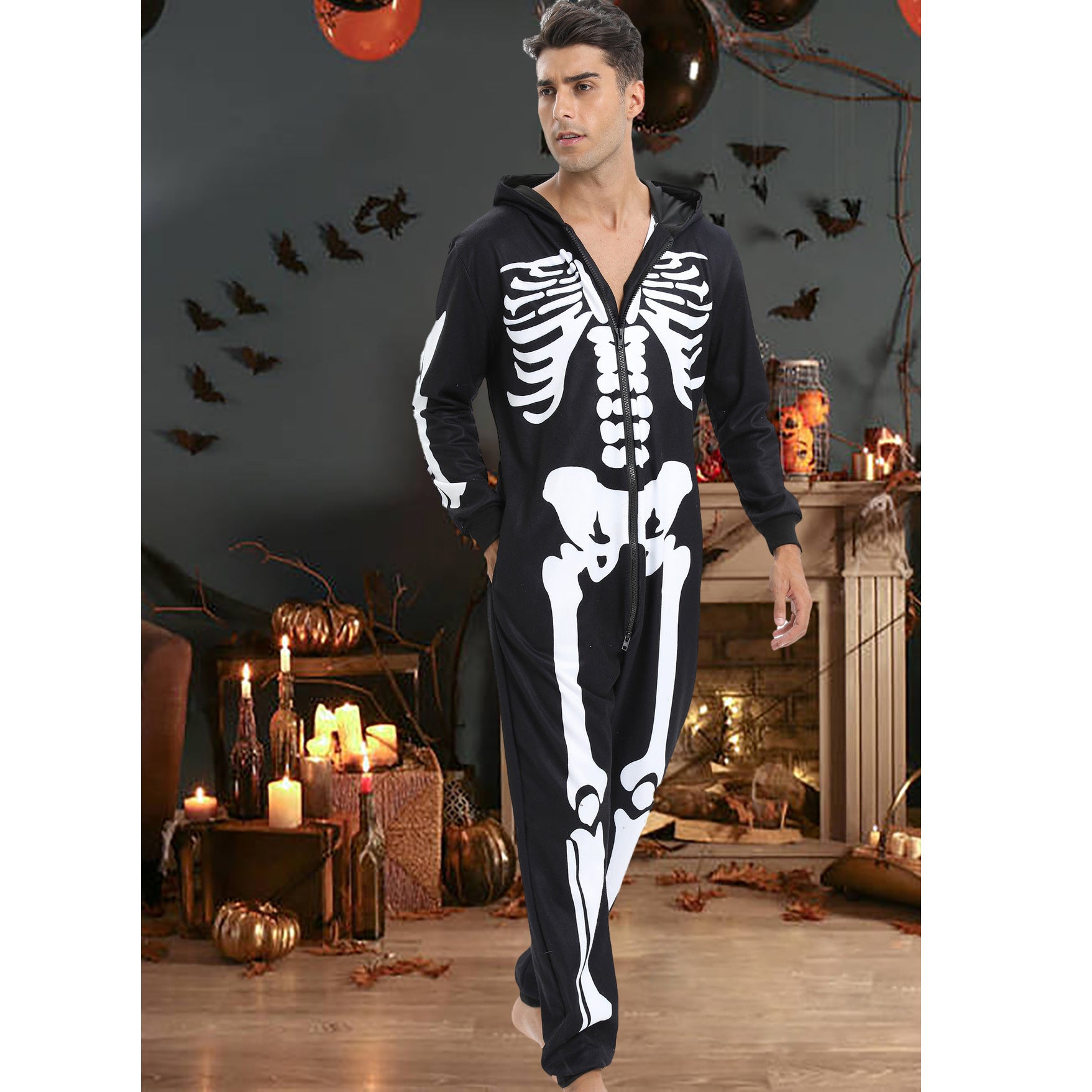 Pijama de Halloween para Hombres con Calavera: Disfraz Comodidad y Estilo