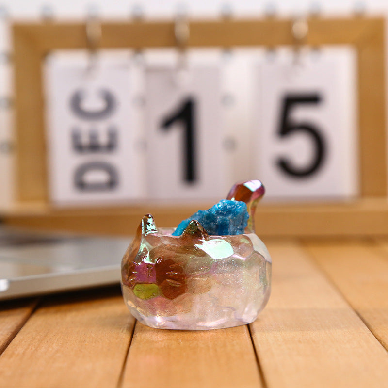 Cartoon Cat Crystal Blind Box: Cute Desk Decor for Good Luck and Gifts