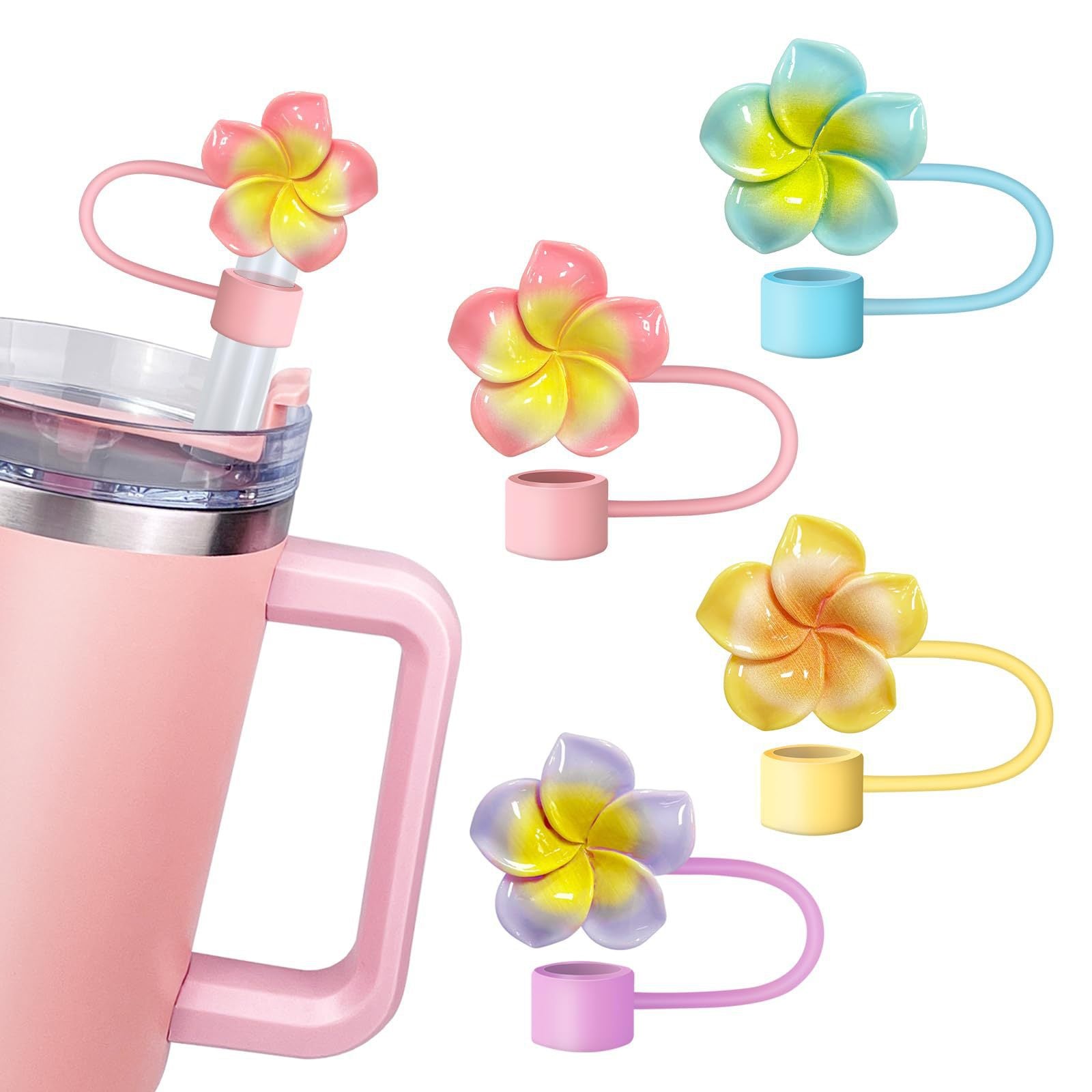 Tapa para Pajita de Vaso Stanley – Diseños de Flor con Cristales, Mariposa y Más