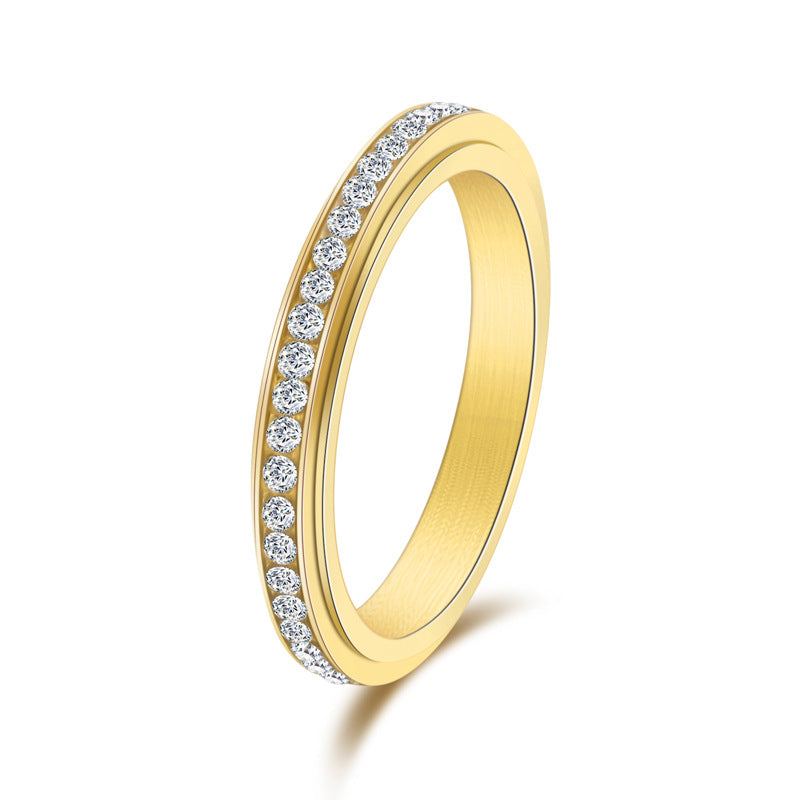 Anillo Antiestrés para Mujer de Acero Inoxidable – Giratorio con Circonitas