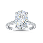 Anillo de Compromiso en Plata 925 con Moissanita Ovalada de 5.5 ct
