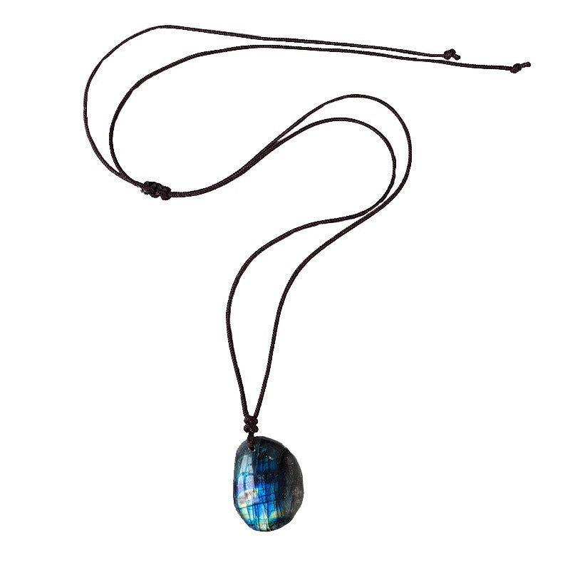 Colgante de piedra Labradorita natural – estilo tribal, atrae buena energía
