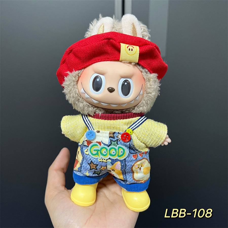 Ropa estilo Preppy Francés para Labubu de 17cm – Outfit de Muñeca de Pie o Sentada