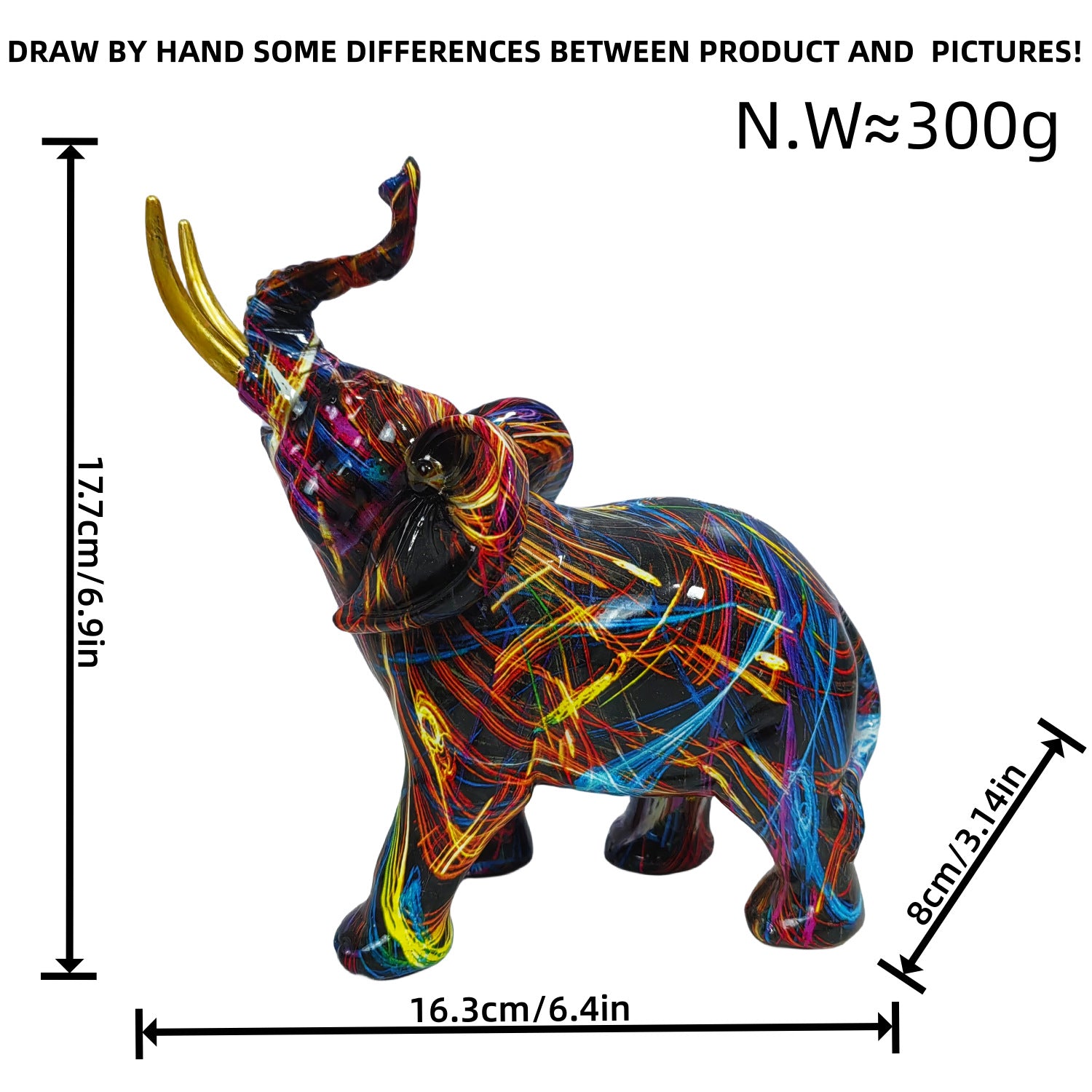 Arte Abstracto: Escultura Colorida de Elefante para Escritorio o Mesa