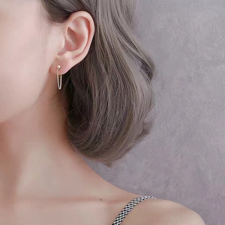 Aretes de Cadena en Plata 925 – Estilo Ear Jacket para Mujer