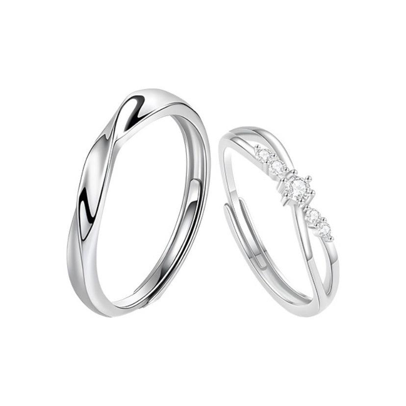 Argollas Ajustables de Matrimonio en Plata 999 para Pareja – Diseño Romántico