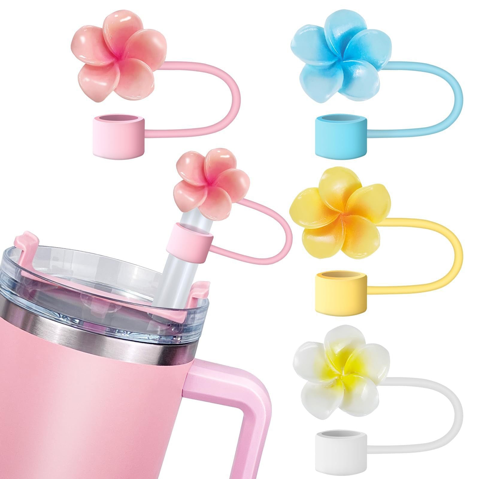Tapa para Pajita de Vaso Stanley – Diseños de Flor con Cristales, Mariposa y Más