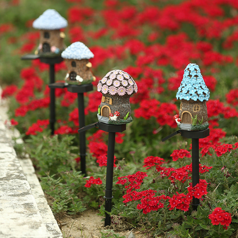Decoración solar para jardín tipo casita