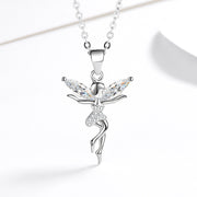 Cadena Corta de plata 925: Dije de Angel o Ada con Cristales