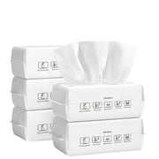 Toallas faciales desechables de algodón, paños suaves y gruesos para limpieza y cuidado facial.