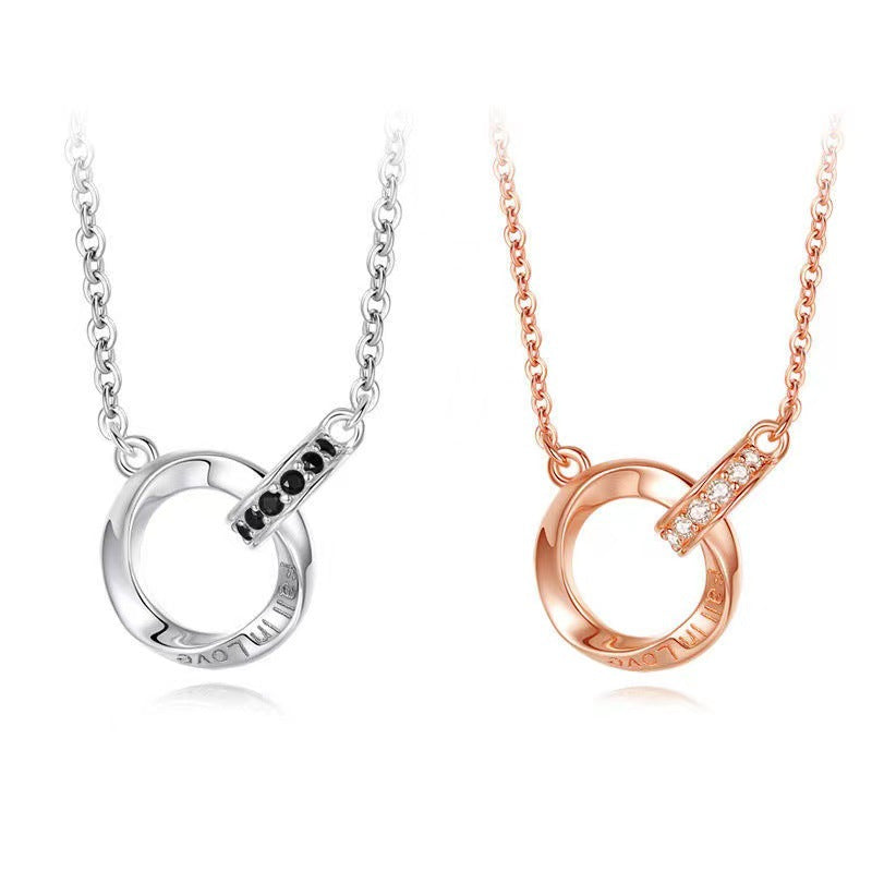 Collar de pareja de anillos entrelazados: diseño minimalista y elegante para hombres y mujeres