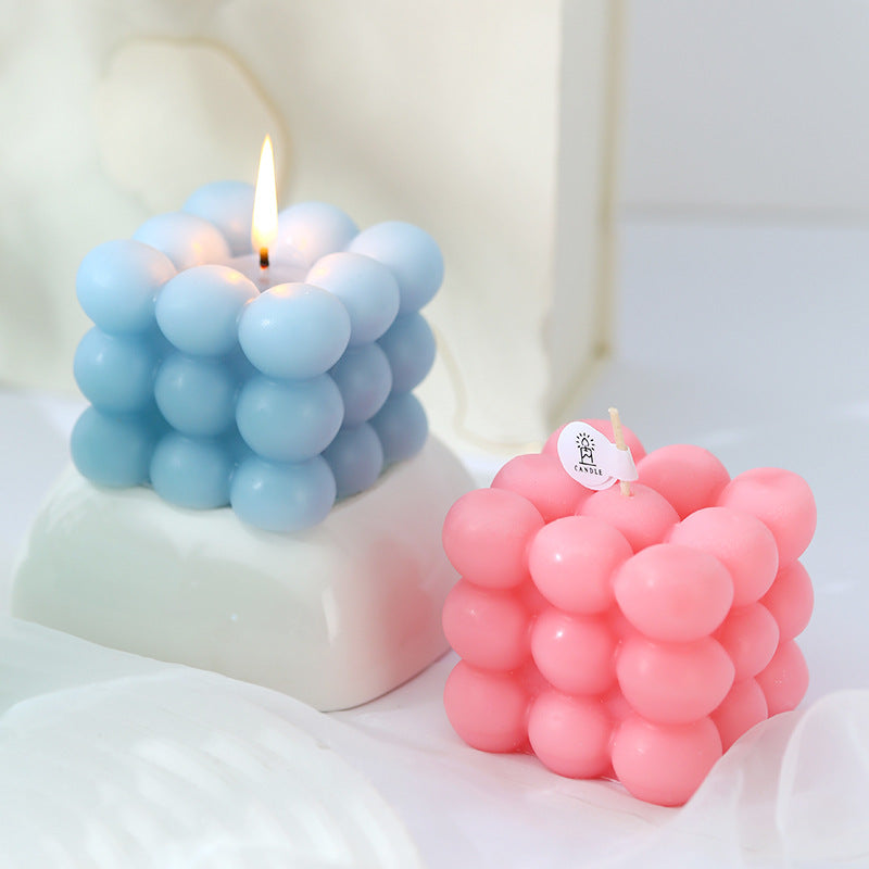 Vela Aromática Cubo de Colores: Diseño Macaron Decorativa - Regalo Original