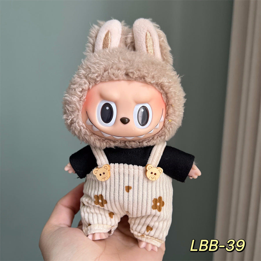 Set de Overol con aplicaciones para muñeca en variados diseños para labubu de 17cm, (Muñeca no incluida)