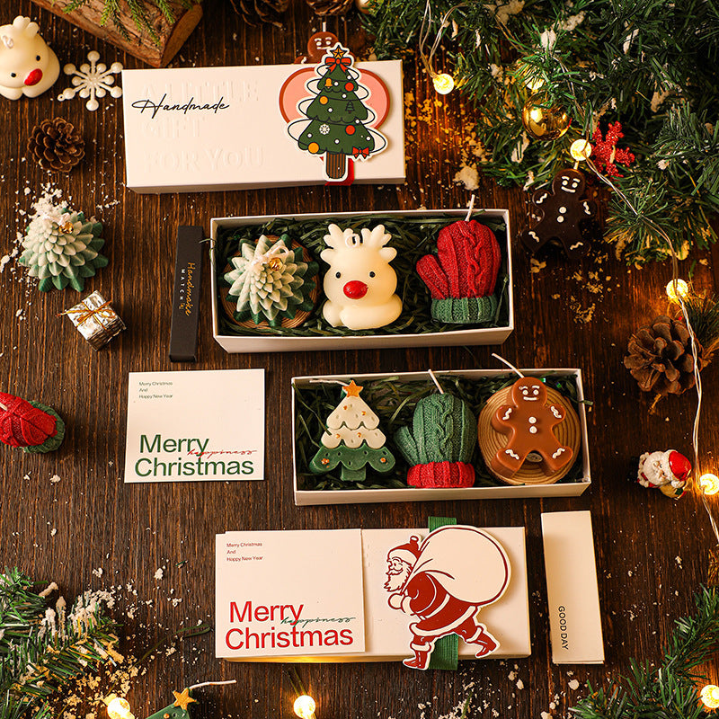 Velas Navideñas Aromáticas | Set Decorativo de 3 Piezas con Diseños Festivos para Regalo