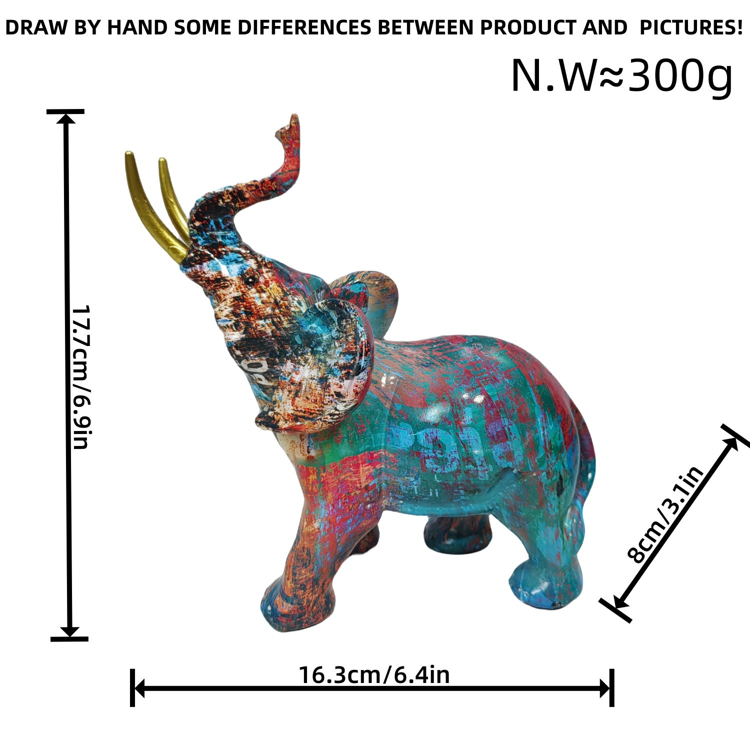 Arte Abstracto: Escultura Colorida de Elefante para Escritorio o Mesa