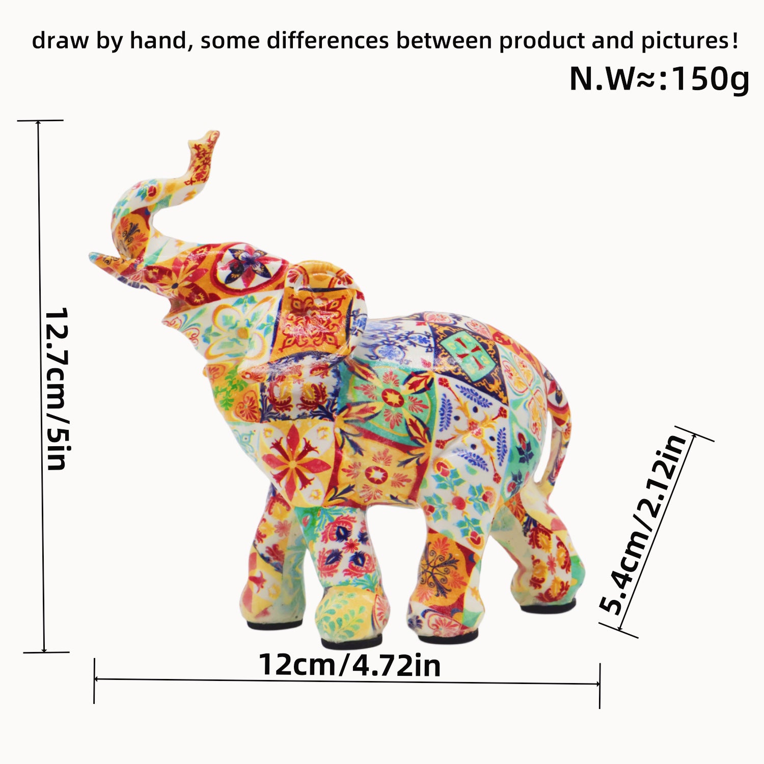 Arte Abstracto: Escultura Colorida de Elefante para Escritorio o Mesa