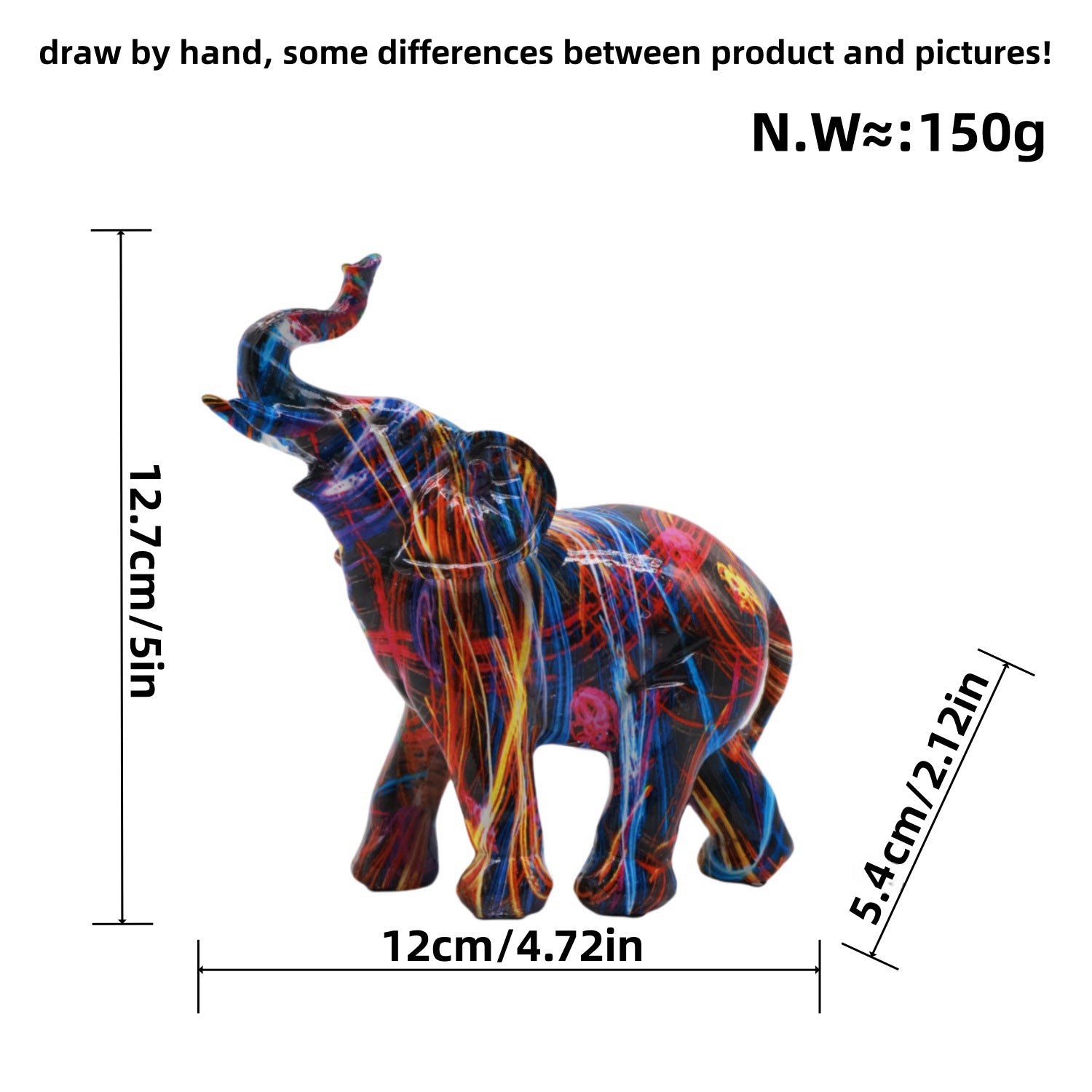 Arte Abstracto: Escultura Colorida de Elefante para Escritorio o Mesa