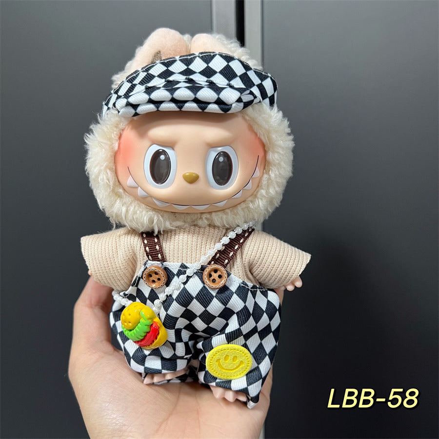 Set de Overol con aplicaciones para muñeca en variados diseños para labubu de 17cm, (Muñeca no incluida)