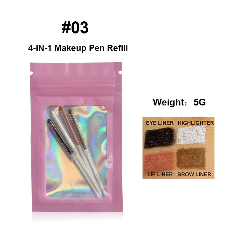 Lápiz de Maquillaje 4 en 1: Labios, Ojos, Cejas y Iluminador