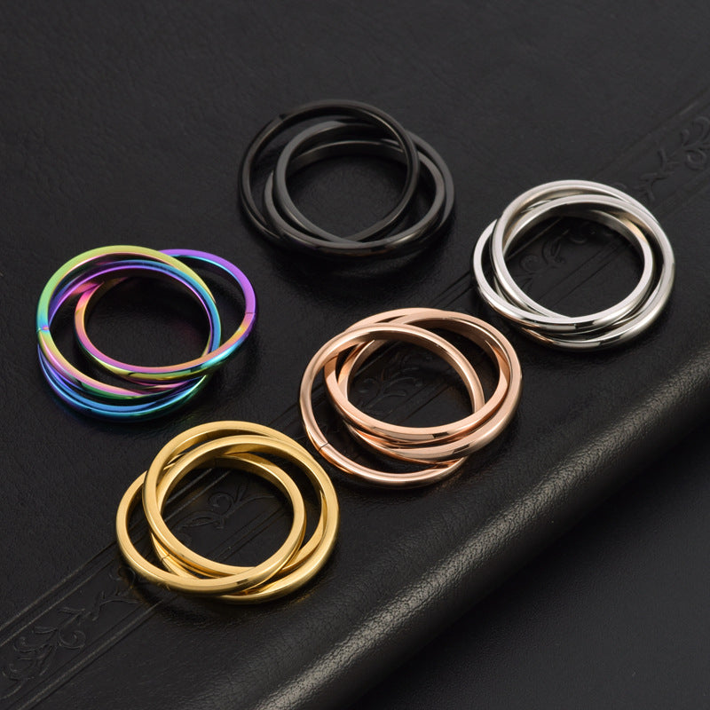 Anillo de Acero Inoxidable con Triple Argolla – Pasado, Presente y Futuro