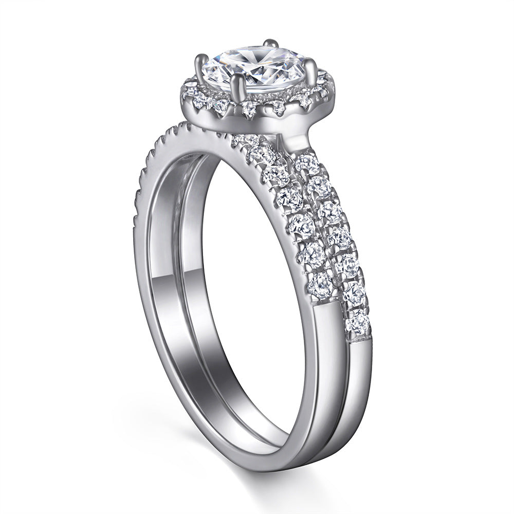 Set de Anillos de Compromiso y Boda Apilables en Plata 925 con Circonias