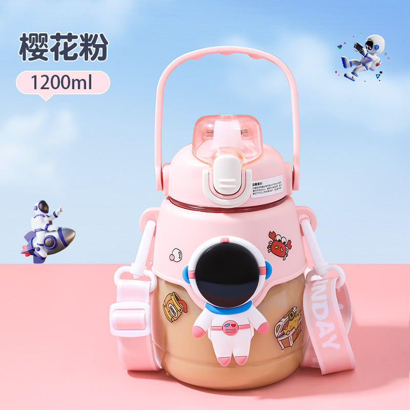 Botella de Astronauta para Niños: Vaso de Plástico con Pajita de Gran Capacidad