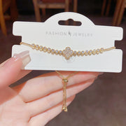 Pulsera de cuatro hojas de zirconia brillante: diseño minimalista y elegante, perfecta para cualquier ocasión