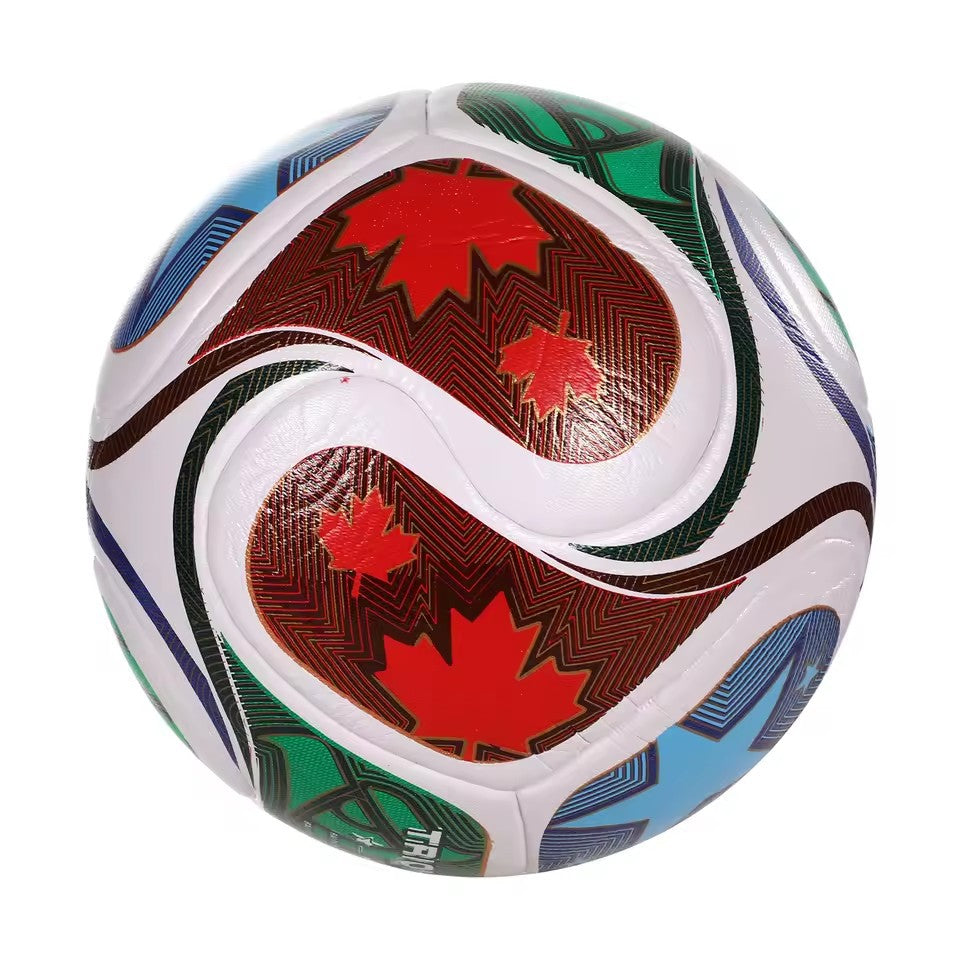 Balón de fútbol profesional Trionda blanco con detalles azules y rojos