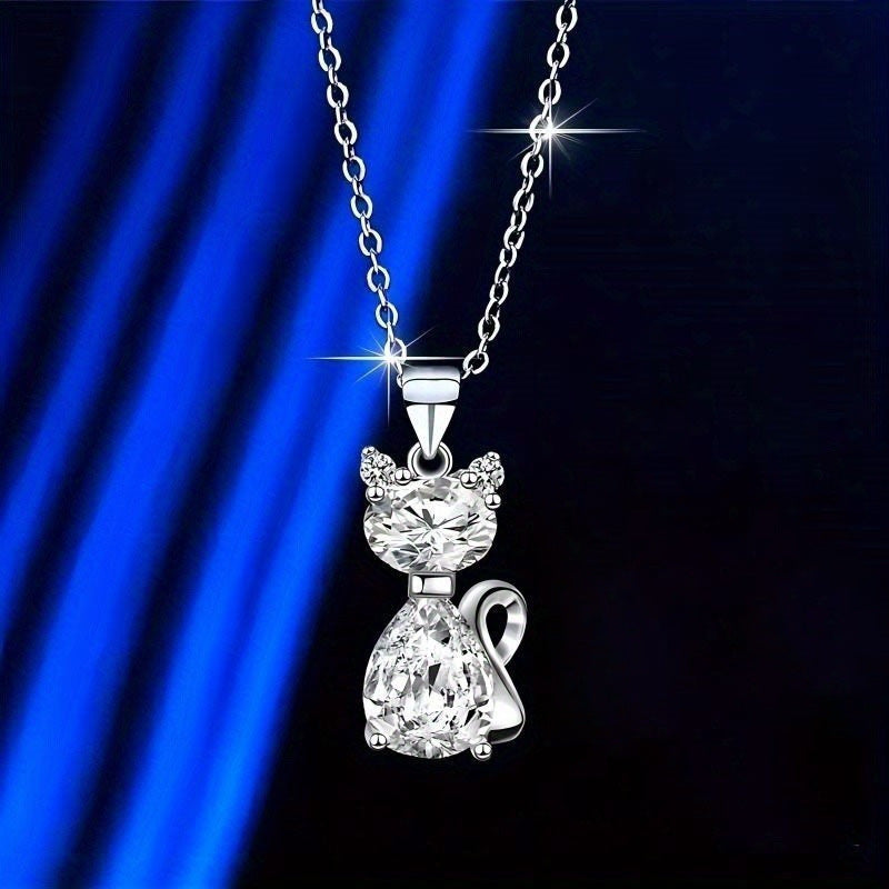 Cadena Larga para Mujer con Dije de Gato en Cristal – Símbolo de Independencia
