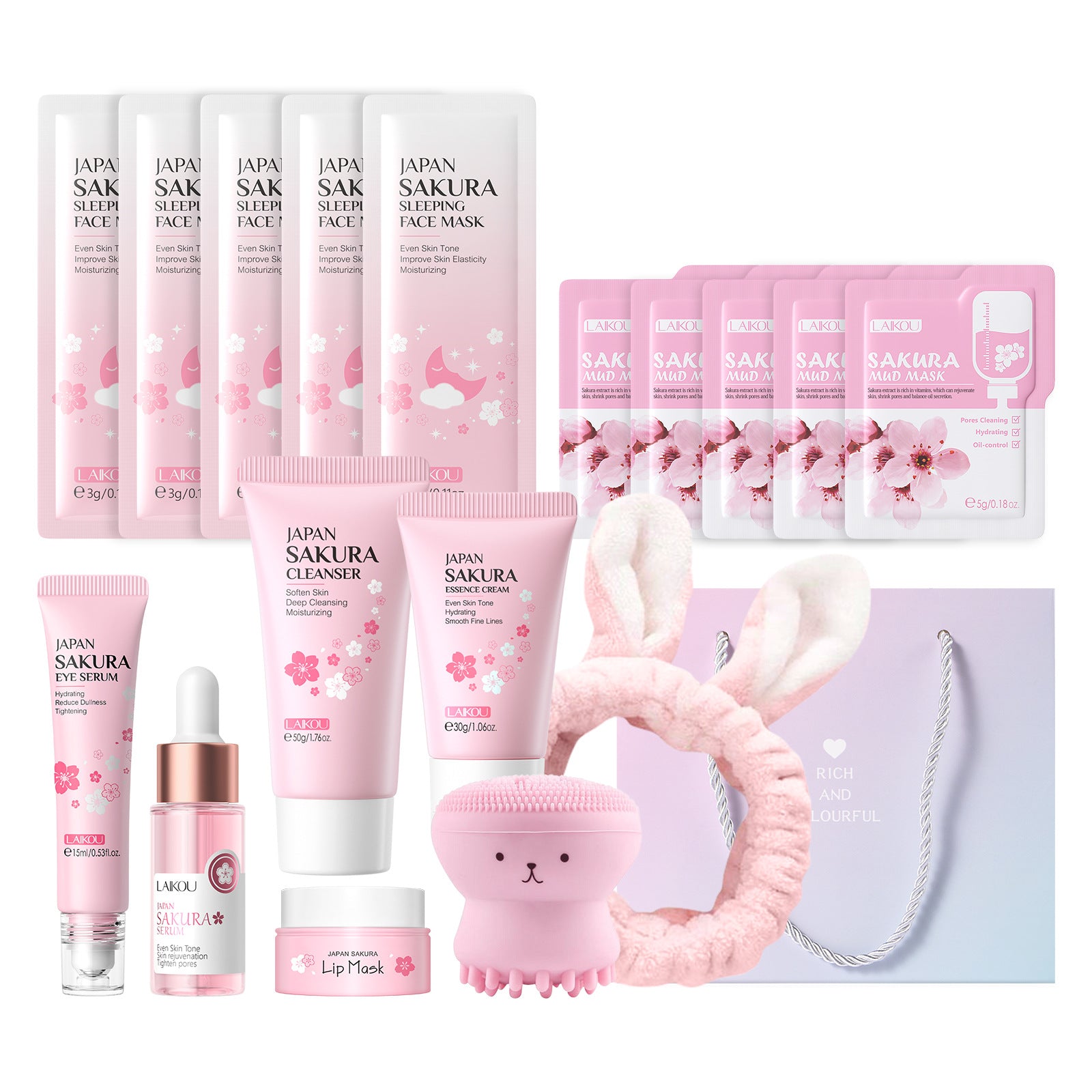 Conjunto de Cuidado Facial LAIKOU Sakura: Hidratación Profunda y Efecto Revitalizante