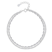 Pulsera doble cadena con brillantes – diseño joven y delicado para mujer