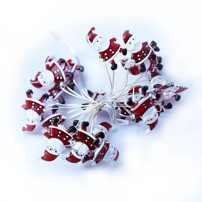 Copper Christmas Light Garlands: LED Bell and Snowflake Decorations
