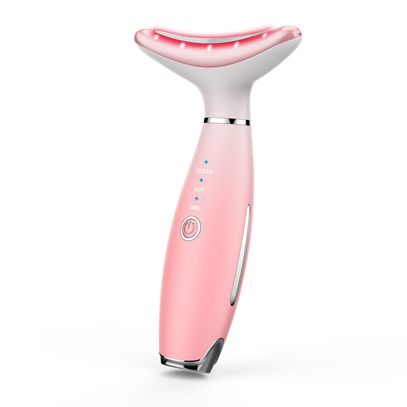 Dispositivo Facial y de Cuello con Luz LED – Terapia de Rejuvenecimiento con Microcorriente, Calor y Vibración