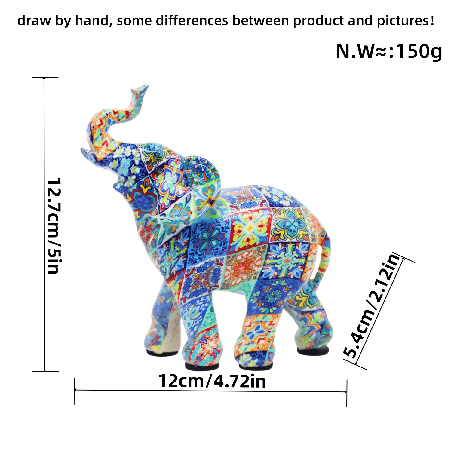 Arte Abstracto: Escultura Colorida de Elefante para Escritorio o Mesa