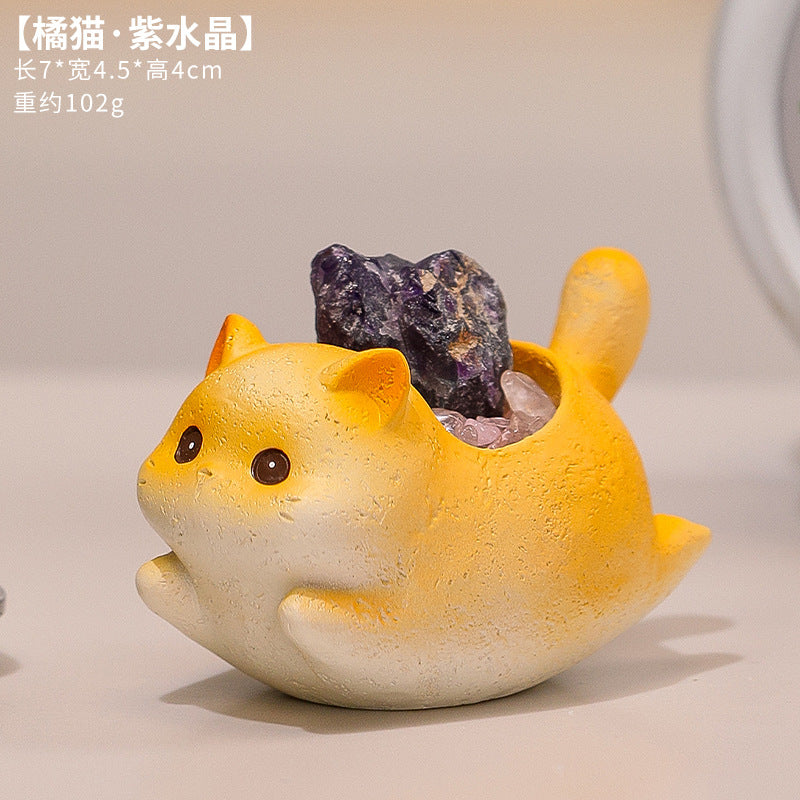 Cartoon Cat Crystal Blind Box: Cute Desk Decor for Good Luck and Gifts