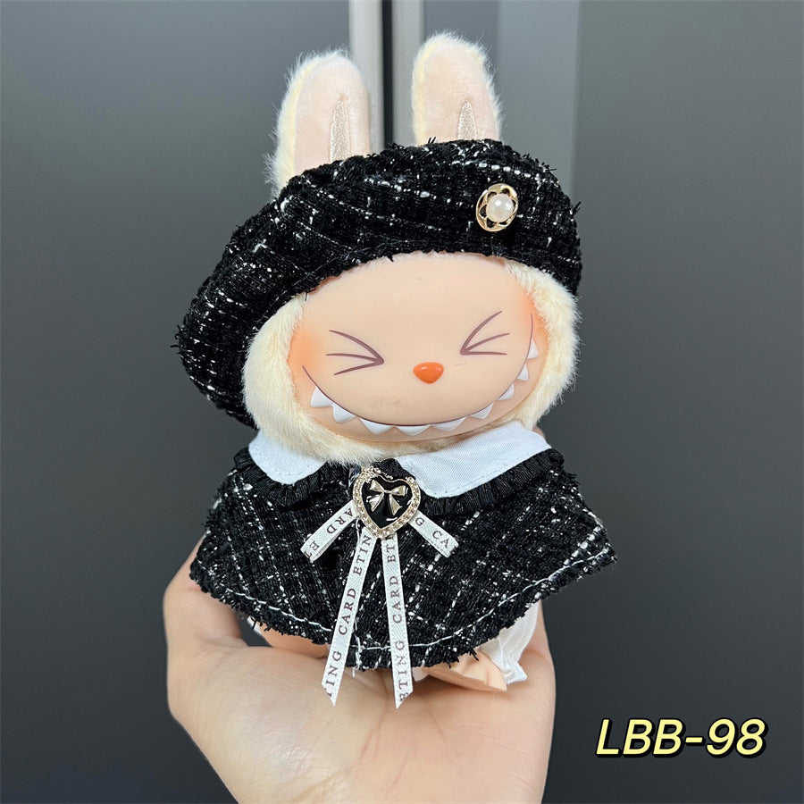Ropa estilo Preppy Francés para Labubu de 17cm – Outfit de Muñeca de Pie o Sentada