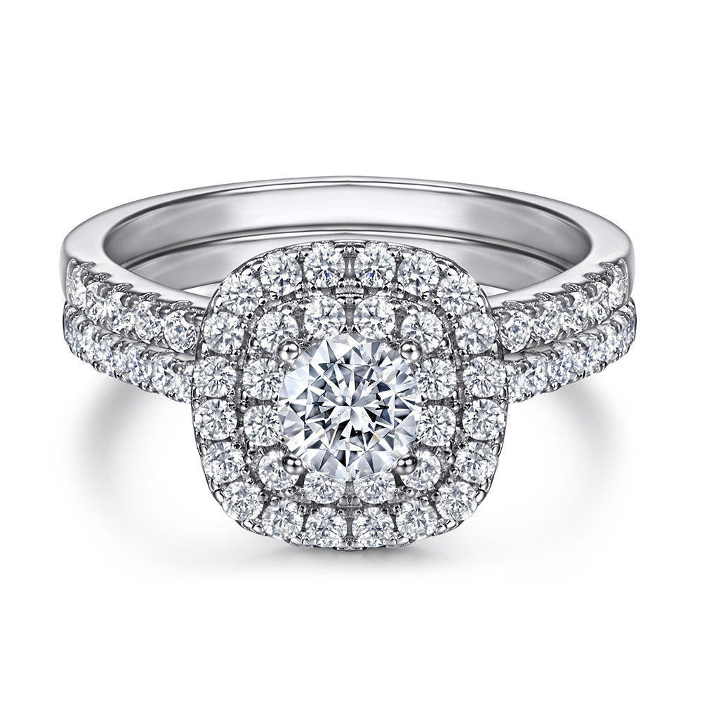 Set de Anillos Apilables de Compromiso y Boda en Plata 925 con Circonitas para Mujer