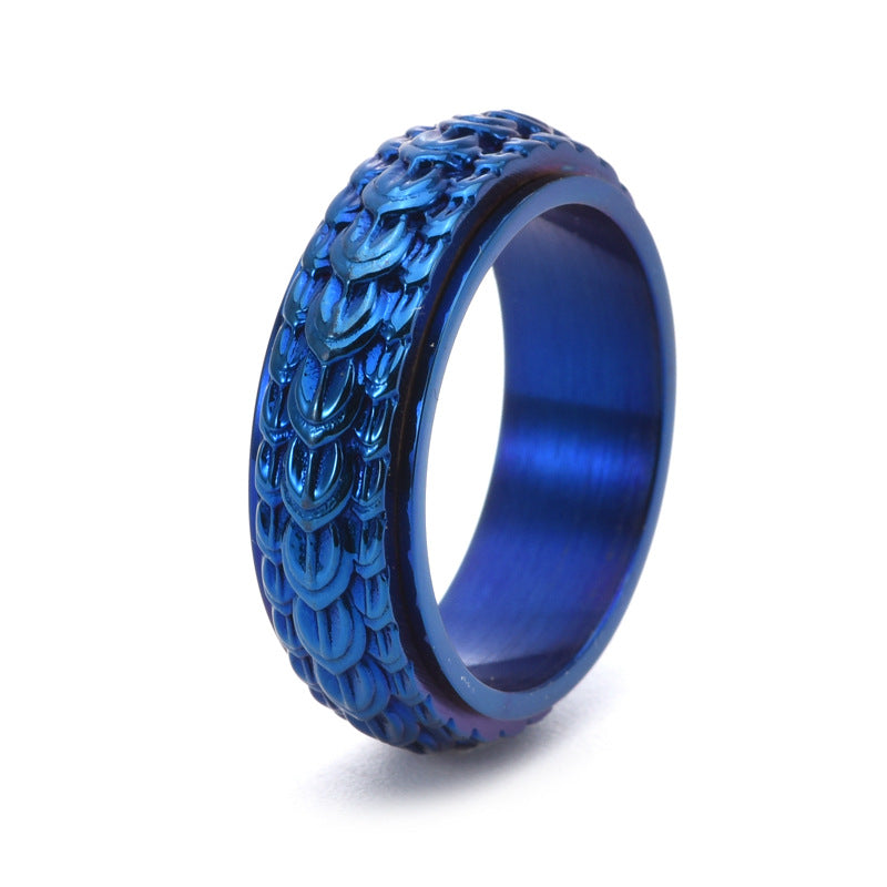 Anillo Antiestrés de Titanio para Hombre – Escamas de Dragón