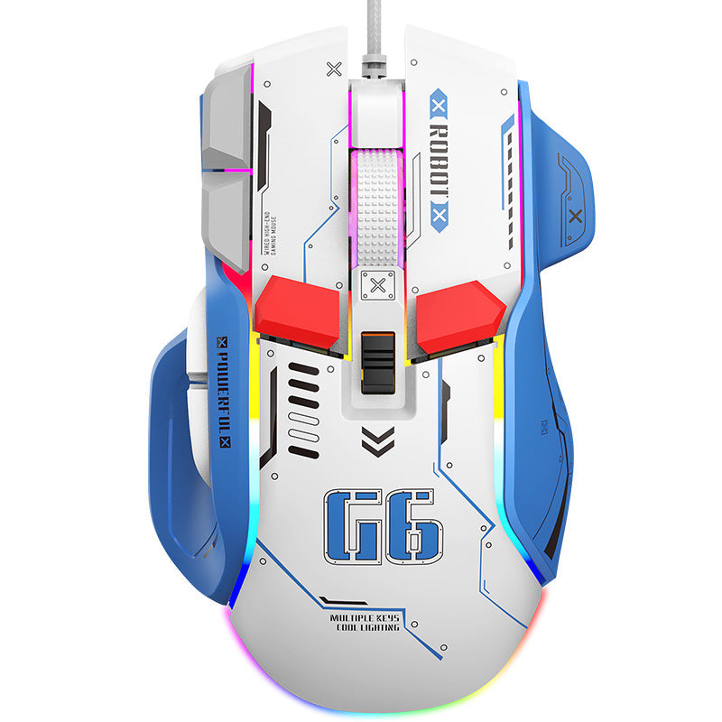 Ratón mecánico G6 RGB: programación de macros, iluminación RGB, ideal para juegos en PC y portátil