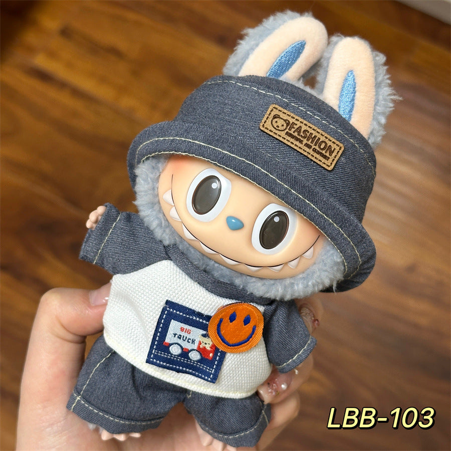 Ropa estilo Preppy Francés para Labubu de 17cm – Outfit de Muñeca de Pie o Sentada