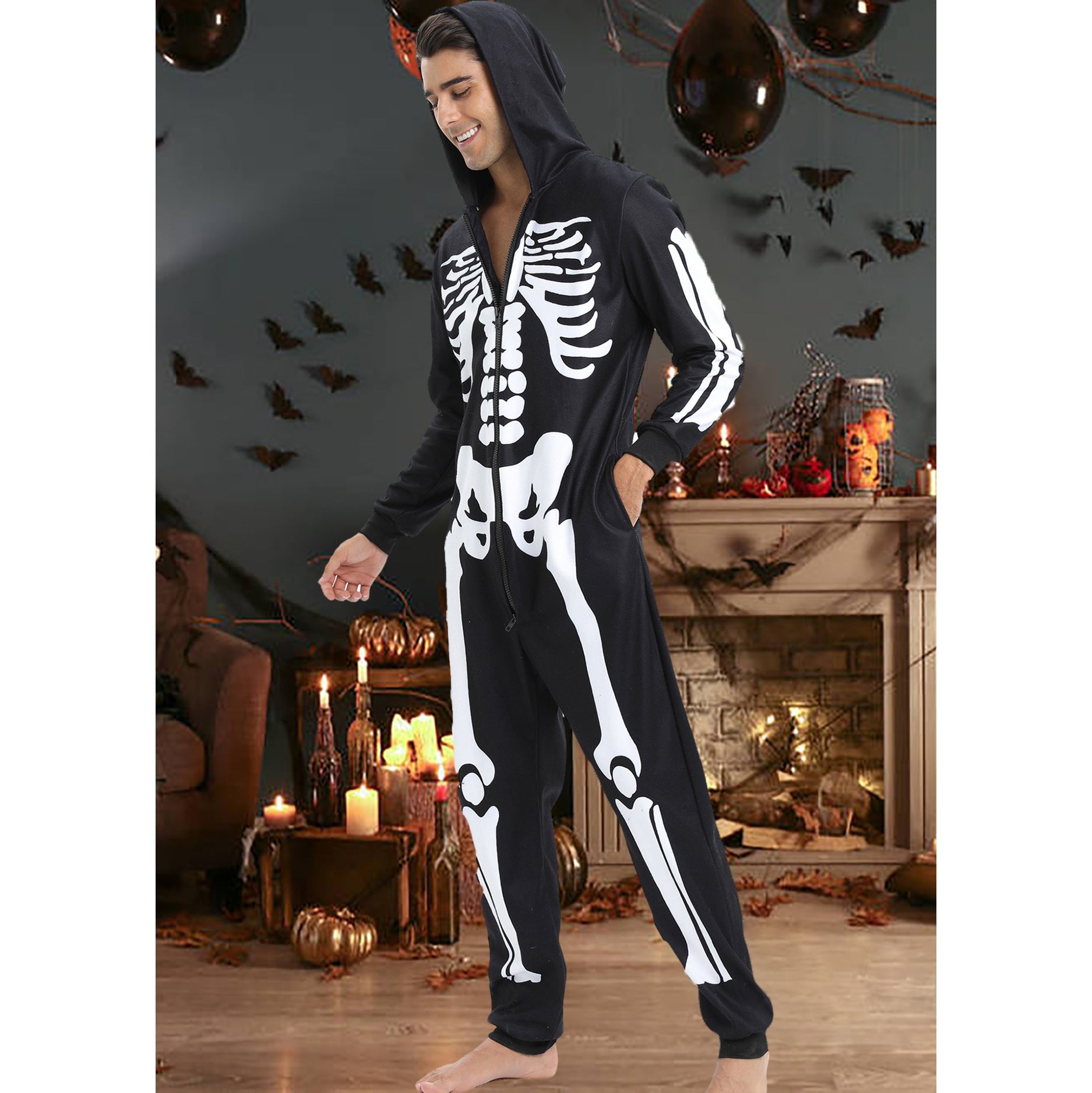 Pijama de Halloween para Hombres con Calavera: Disfraz Comodidad y Estilo